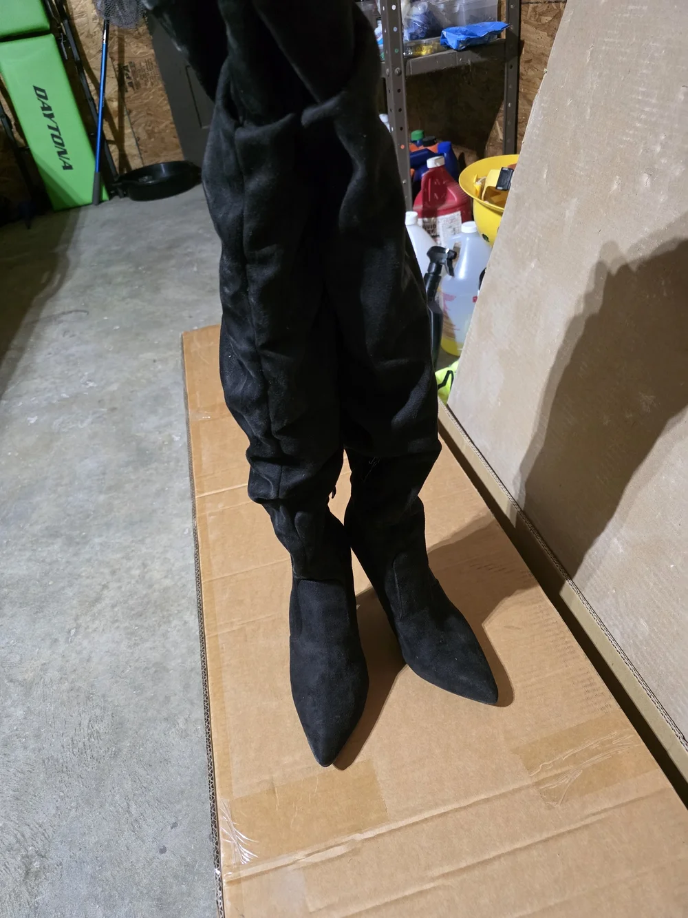 Black Over-the-Knee Stiletto Boots - Women's Fashion